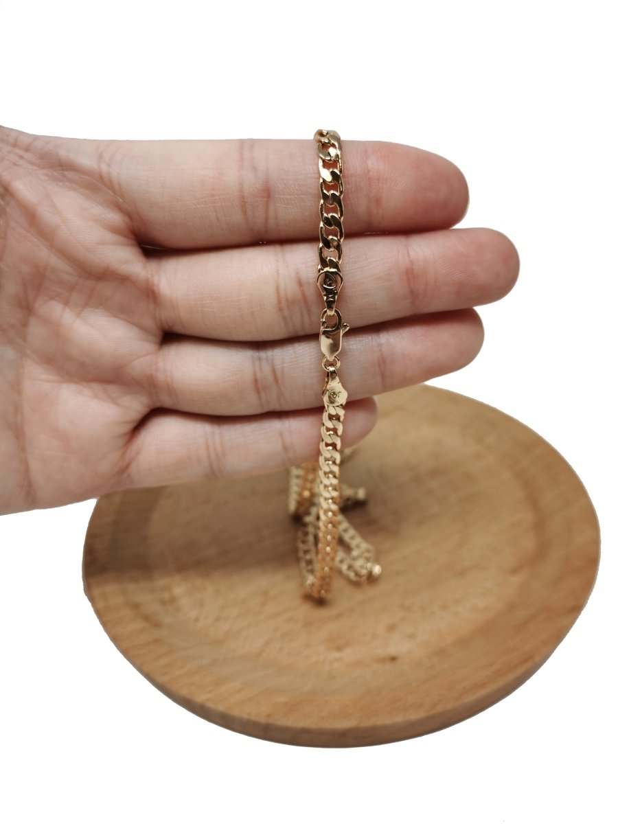 18K Gold Filled Curb Chain Necklace, 19.6 Inches Curb Finished Chain Necklace For Necklace Jewelry Making, 4mm Width Curb Necklace w/ Lobster Clasps | CN-684 Clearance Pricing - DLUXCA