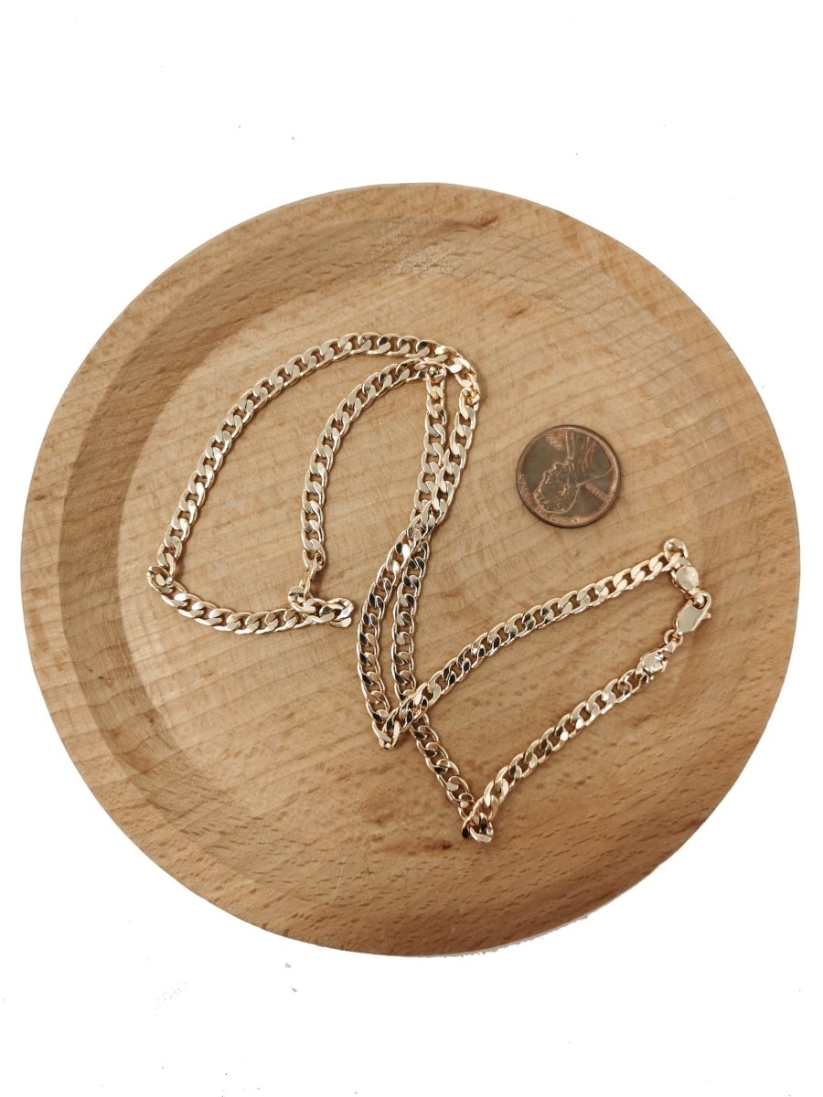18K Gold Filled Curb Chain Necklace, 19.6 Inches Curb Finished Chain Necklace For Necklace Jewelry Making, 4mm Width Curb Necklace w/ Lobster Clasps | CN-684 Clearance Pricing - DLUXCA