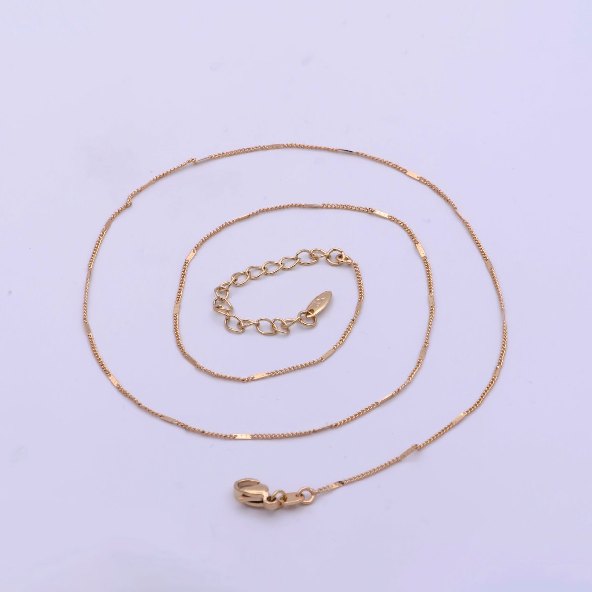 18k Gold Filled Curb Necklace Dainty Curb Necklace 18 inch + 2 inch Extender long Ready to Wear Chain | WA-475 Clearance Pricing - DLUXCA