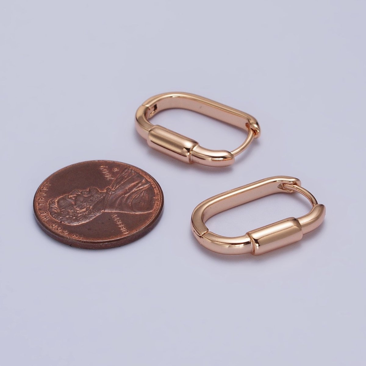 18K Gold Filled Cylinder 19mm, 17mm Oblong Hoop Earrings | AB1042 AB1083 - DLUXCA