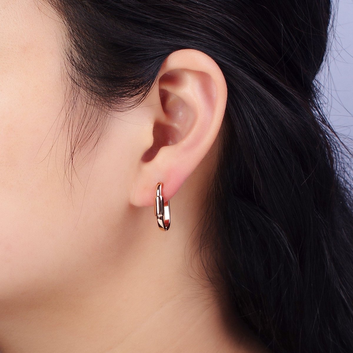 18K Gold Filled Cylinder 19mm, 17mm Oblong Hoop Earrings | AB1042 AB1083 - DLUXCA