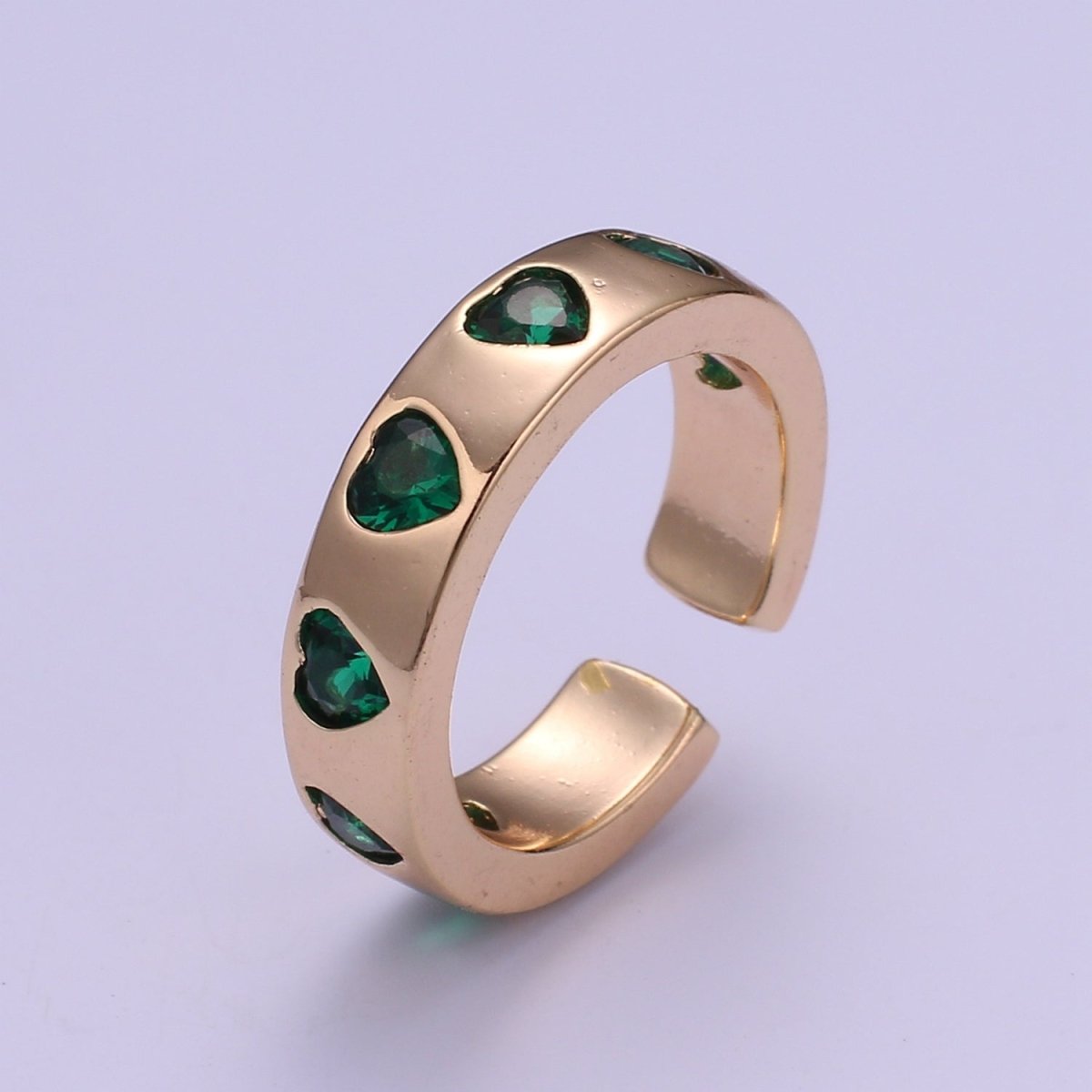 18K Gold Filled CZ Heart Minimalist Adjustable Ring O-327 ~ O-329 - DLUXCA