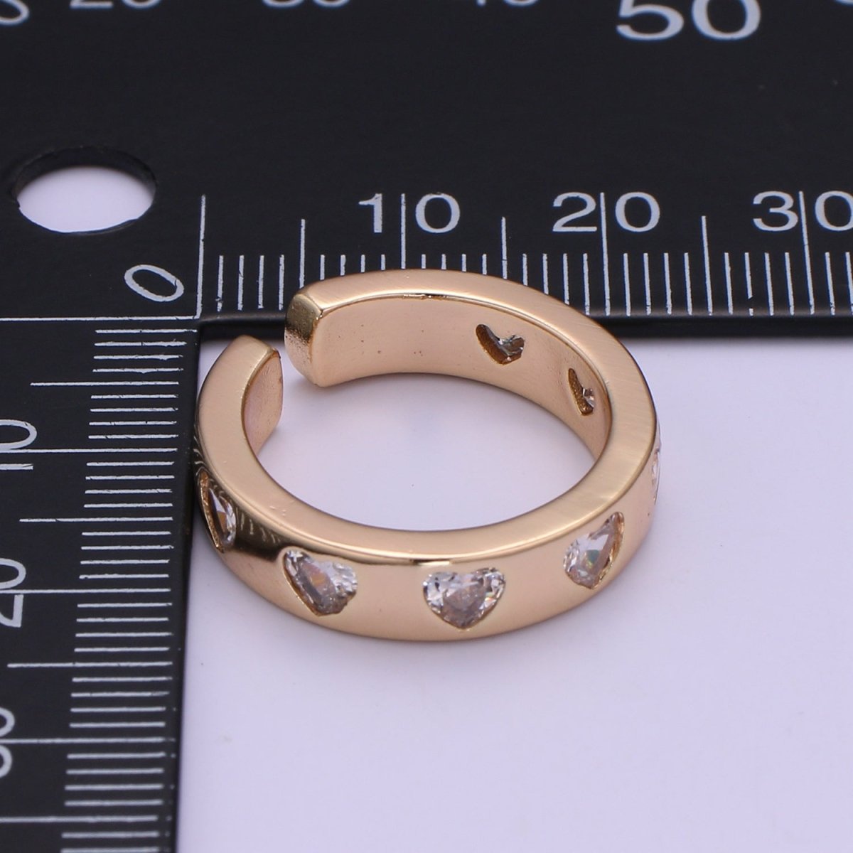 18K Gold Filled CZ Heart Minimalist Adjustable Ring O-327 ~ O-329 - DLUXCA