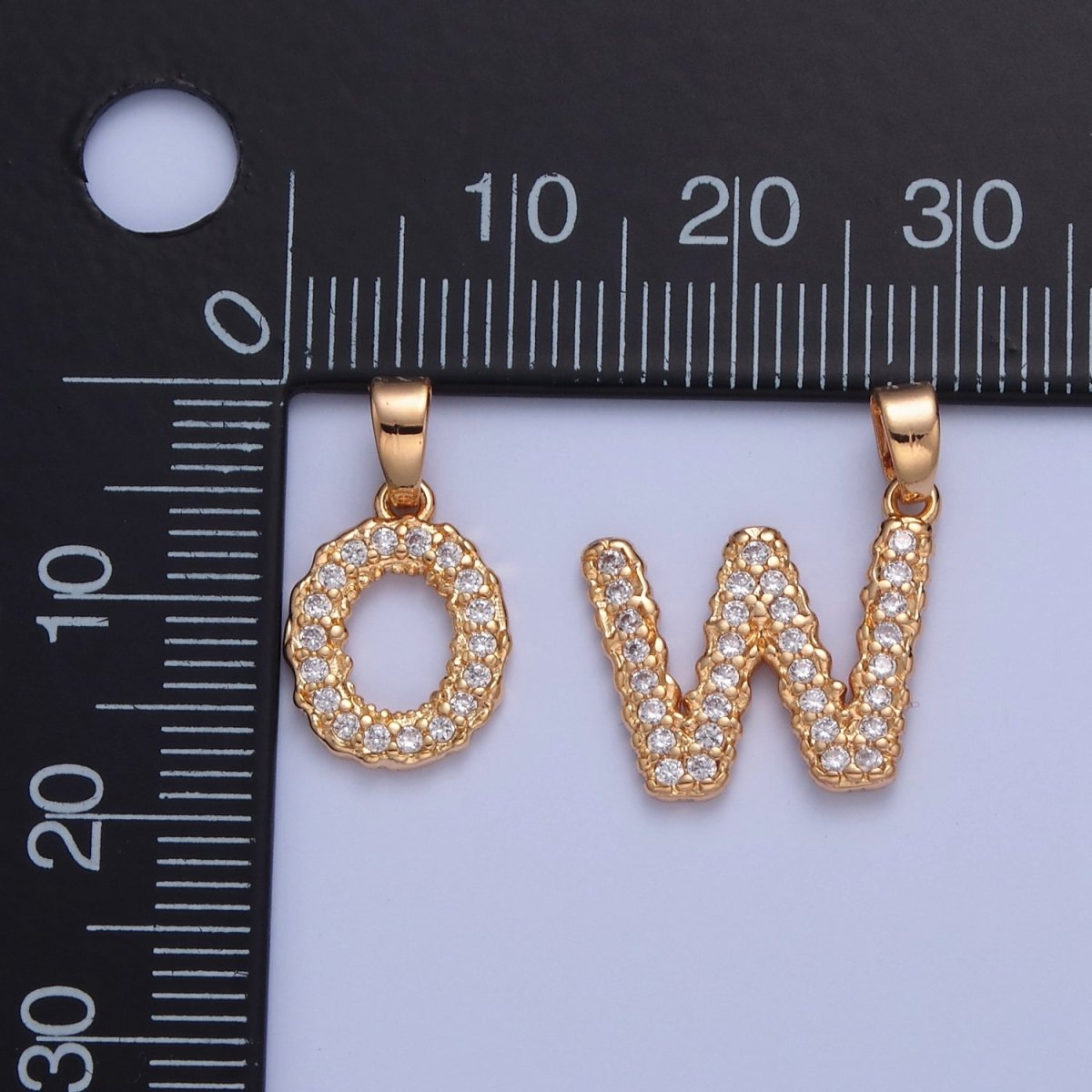 18k Gold Filled CZ Initial, Letter Alphabet Micro Pave charms Dainty Gold Cubic Pendant Charm for Necklace Bracelet Personalized Jewelry W-259~W-284 - DLUXCA