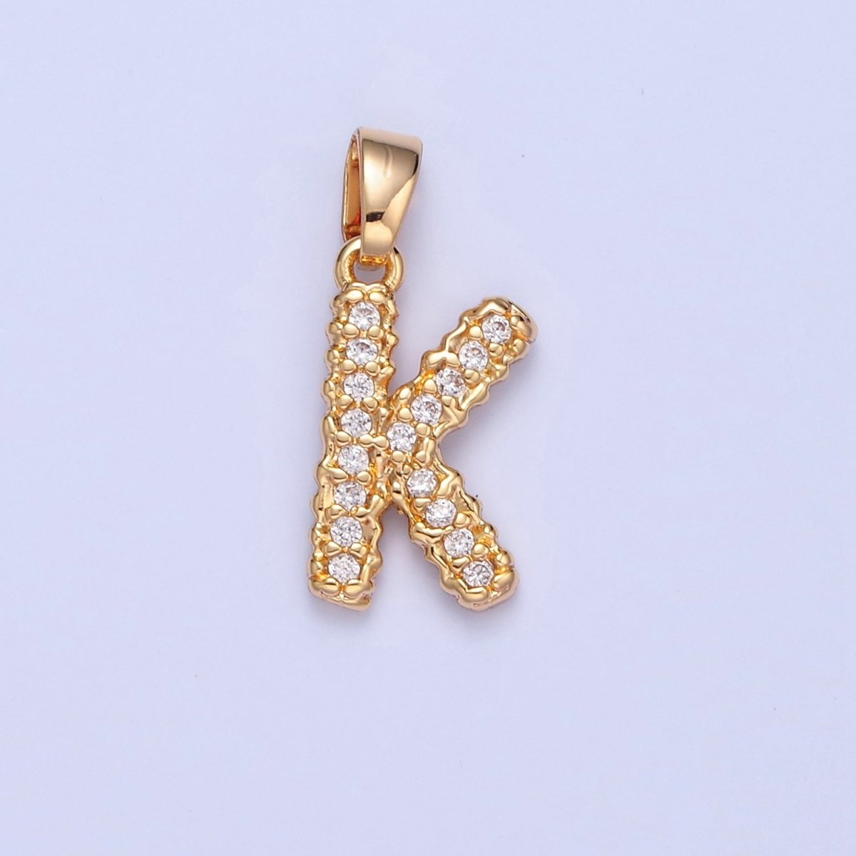 18k Gold Filled CZ Initial, Letter Alphabet Micro Pave charms Dainty Gold Cubic Pendant Charm for Necklace Bracelet Personalized Jewelry W-259~W-284 - DLUXCA
