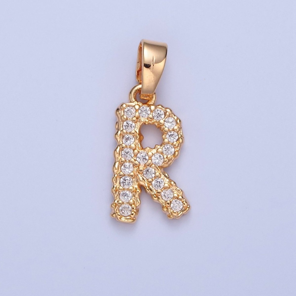 18k Gold Filled CZ Initial, Letter Alphabet Micro Pave charms Dainty Gold Cubic Pendant Charm for Necklace Bracelet Personalized Jewelry W-259~W-284 - DLUXCA