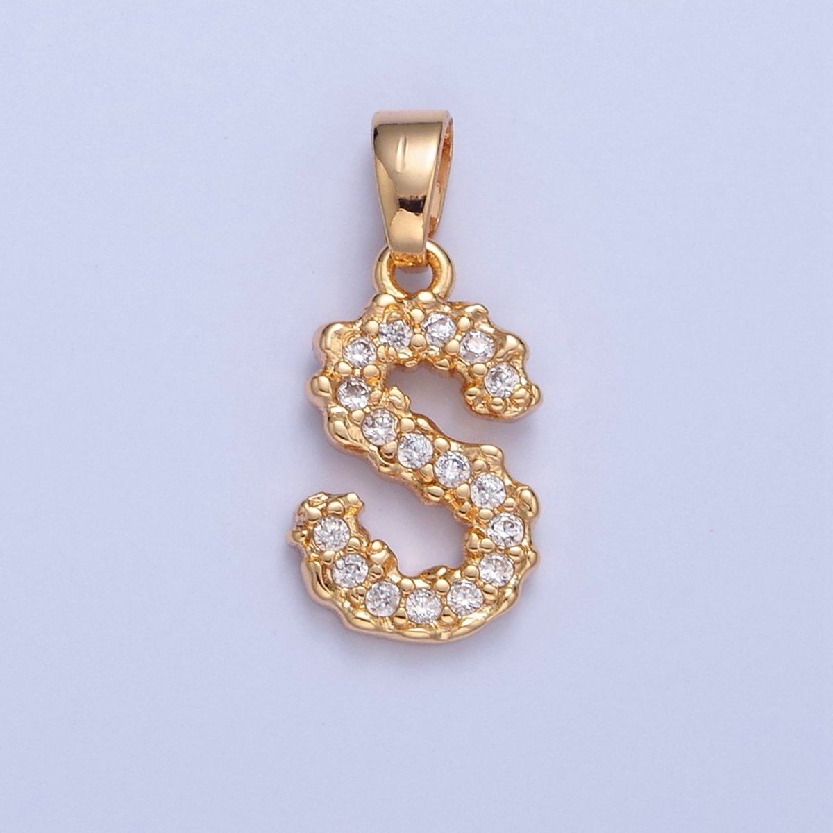 18k Gold Filled CZ Initial, Letter Alphabet Micro Pave charms Dainty Gold Cubic Pendant Charm for Necklace Bracelet Personalized Jewelry W-259~W-284 - DLUXCA