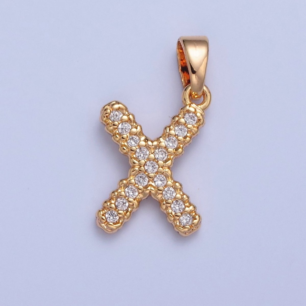 18k Gold Filled CZ Initial, Letter Alphabet Micro Pave charms Dainty Gold Cubic Pendant Charm for Necklace Bracelet Personalized Jewelry W-259~W-284 - DLUXCA