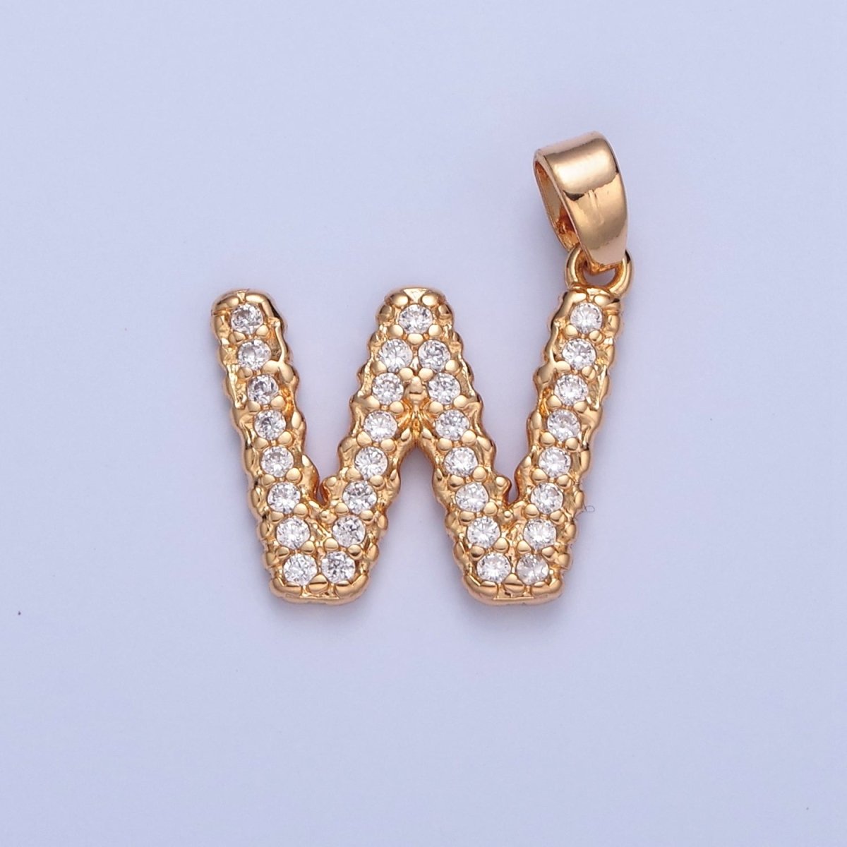 18k Gold Filled CZ Initial, Letter Alphabet Micro Pave charms Dainty Gold Cubic Pendant Charm for Necklace Bracelet Personalized Jewelry W-259~W-284 - DLUXCA