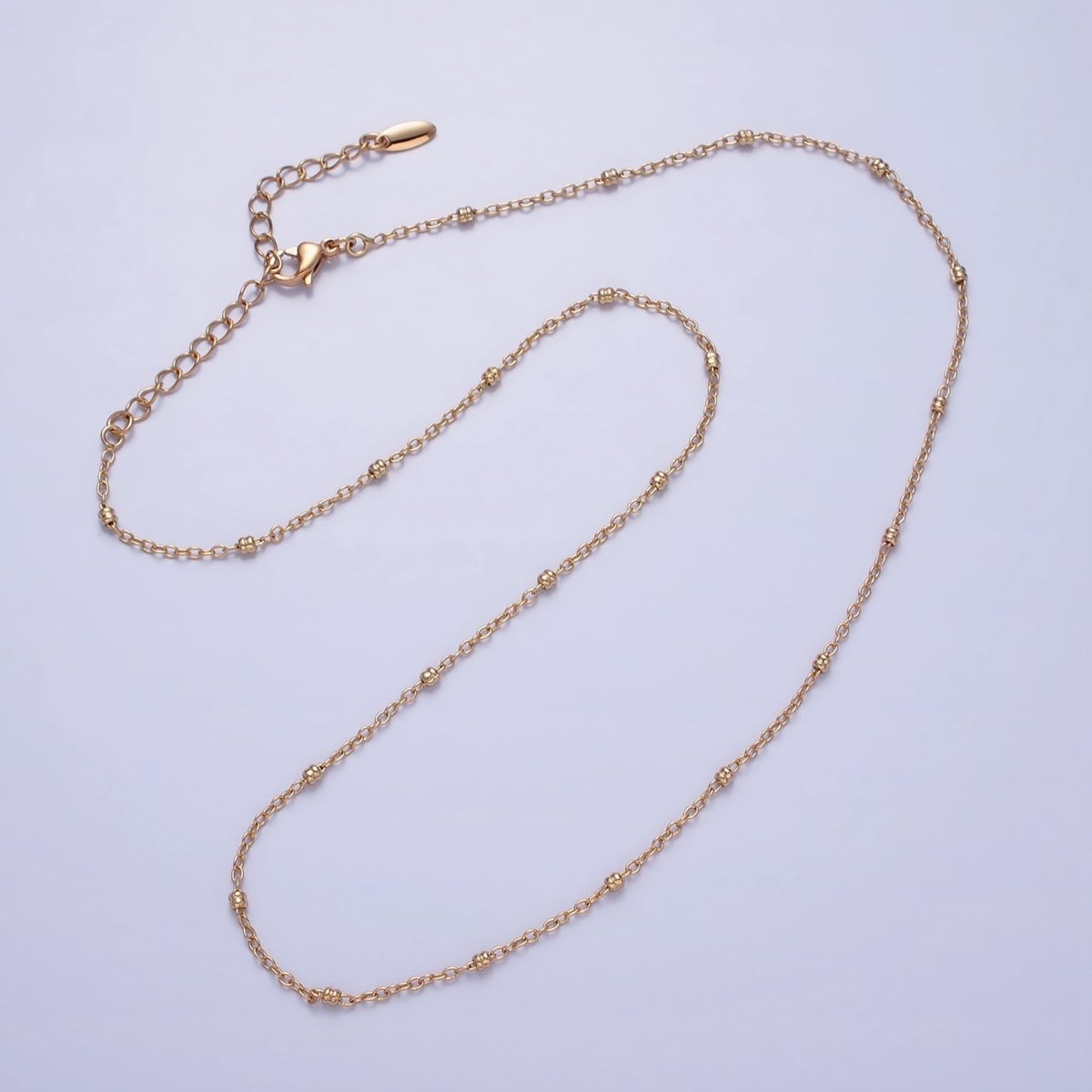 18K Gold Filled Dainty 1.2mm Satellite Chain Necklace 17.75 inch Long for Layer Necklace Component | WA-1684 Clearance Pricing - DLUXCA