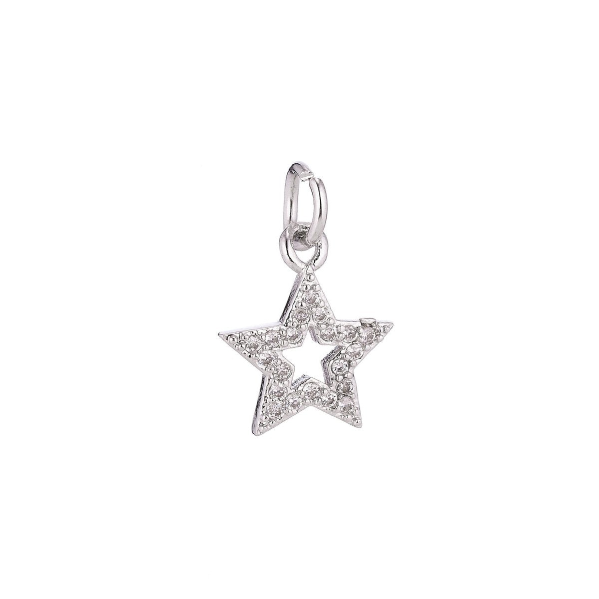 18K Gold Filled Dainty Cute Shining Star Stars Cubic Zirconia Necklace Pendant Bracelet Earring Charm for Jewelry Making C-071 - DLUXCA