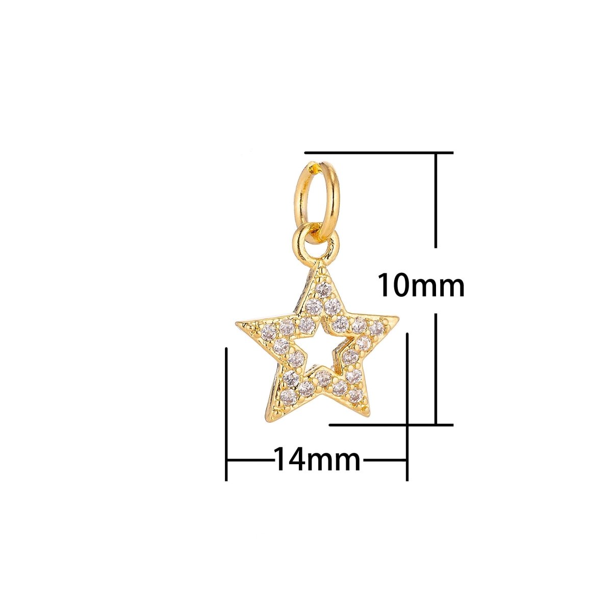 18K Gold Filled Dainty Cute Shining Star Stars Cubic Zirconia Necklace Pendant Bracelet Earring Charm for Jewelry Making C-071 - DLUXCA