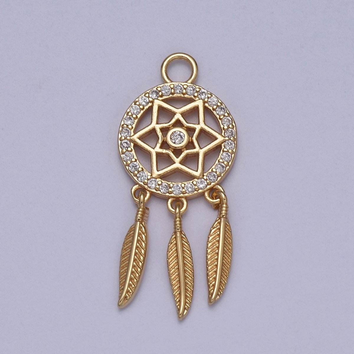 18k Gold Filled Dainty Dream Catcher Charm Bracelet Necklace Pendant Boho Charm for Jewelry Making Bohemian Inspired C-254 - DLUXCA