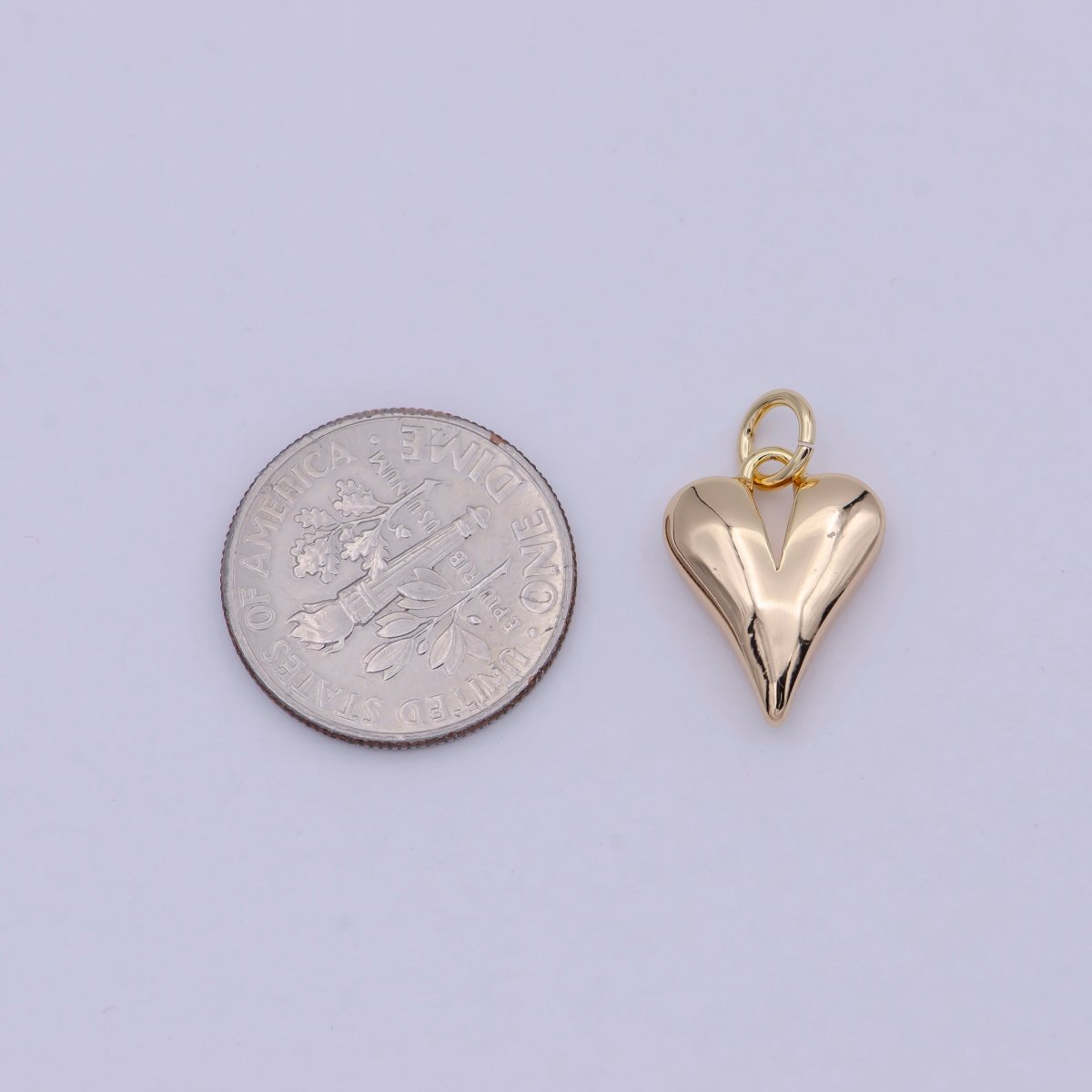 18k Gold Filled Dainty Puff Heart Charm for Love Valentine Jewelry Making N-907 - DLUXCA