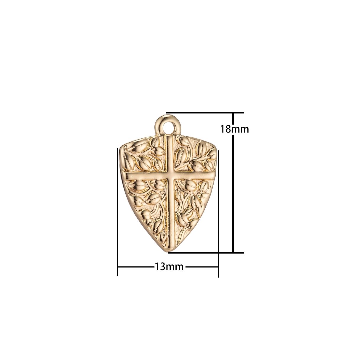 18k Gold filled Dainty Shield Charm Medieval Knight Cross Medallion Pendant for Necklace Earring Bracelet CharmC-325 - DLUXCA