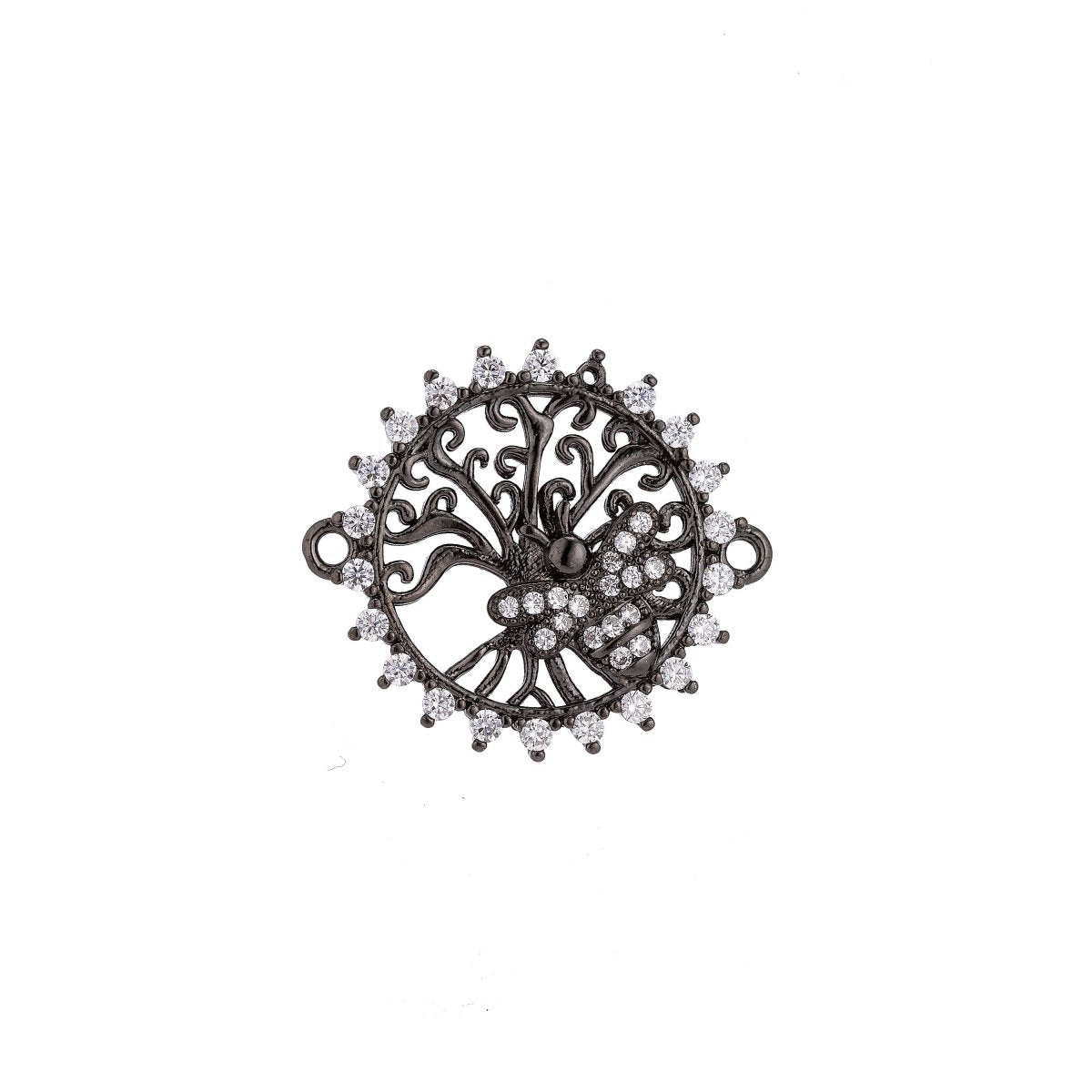 18K Gold Filled Dainty Unique Bee Medalion Cubic Zirconia Bracelet Charm Bead Finding Connector For Jewelry Making, F-019 - DLUXCA