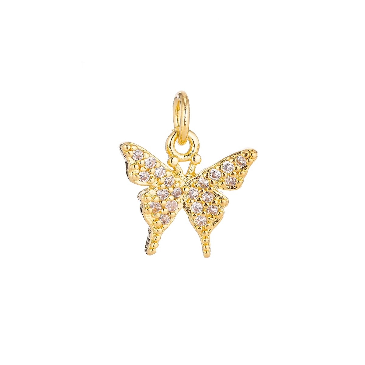 18K Gold Filled Delicate Tiny Butterfly Cubic Zirconia Necklace Pendant Bracelet Earring Charm for Jewelry Making C-075 C-006 - DLUXCA