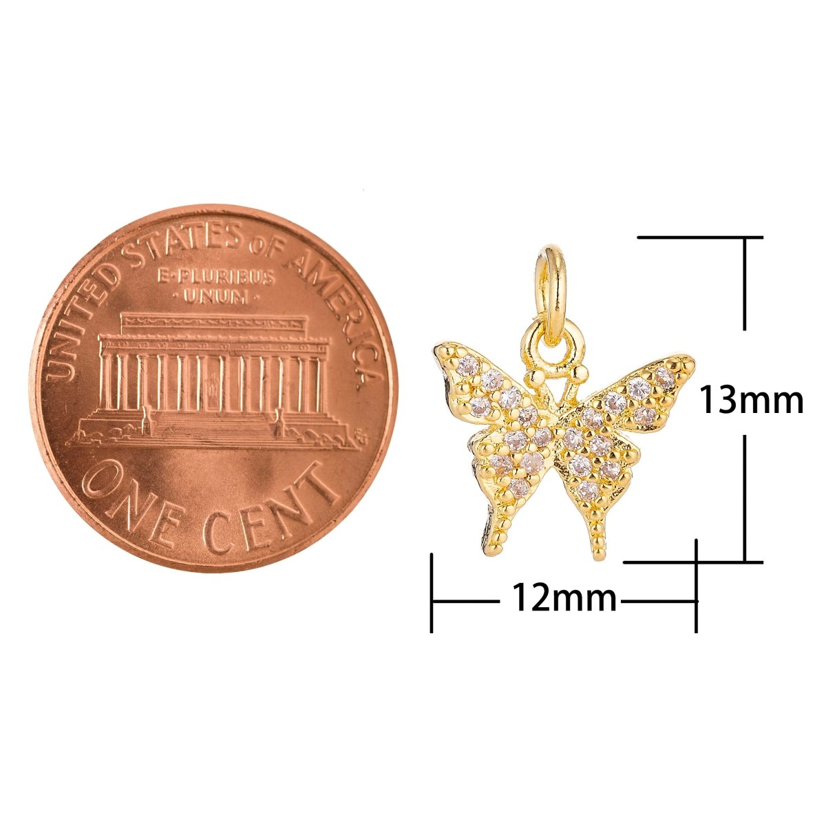 18K Gold Filled Delicate Tiny Butterfly Cubic Zirconia Necklace Pendant Bracelet Earring Charm for Jewelry Making C-075 C-006 - DLUXCA