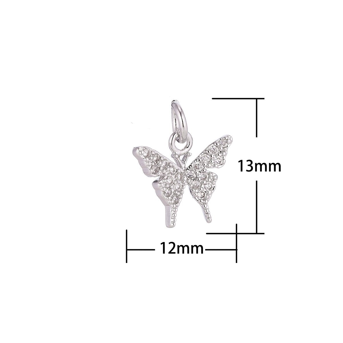 18K Gold Filled Delicate Tiny Butterfly Cubic Zirconia Necklace Pendant Bracelet Earring Charm for Jewelry Making C-075 C-006 - DLUXCA