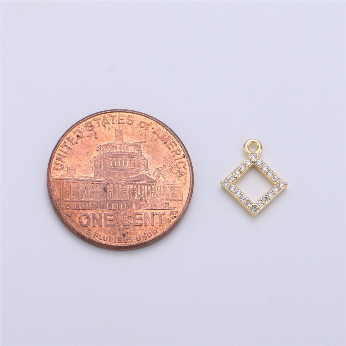 18K Gold Filled Diamond Rhombus Shape Cubic Zirconia Charm Bracelet Necklace Pendant Earring Gift for Jewelry Making E-229 - DLUXCA