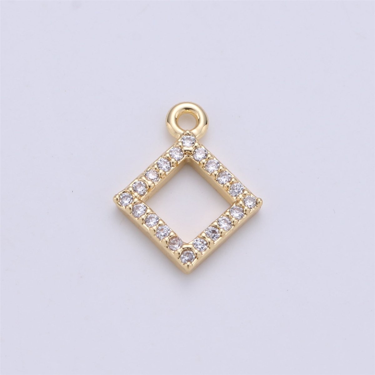 18K Gold Filled Diamond Rhombus Shape Cubic Zirconia Charm Bracelet Necklace Pendant Earring Gift for Jewelry Making E-229 - DLUXCA