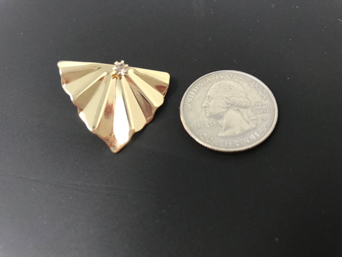 18k Gold Filled DIY Earrings Post, Stud Earrings Component, Geometric Wavy Earring Cubic Zirconia Findings for Jewelry Making Supplies K-012 - DLUXCA