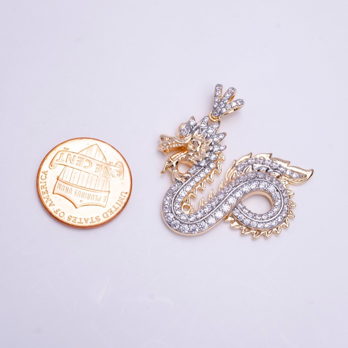 18k Gold Filled Dragon Pendant Chinese Zodiac Animal Charm for Necklace Statement Jewelry AA-753 - DLUXCA