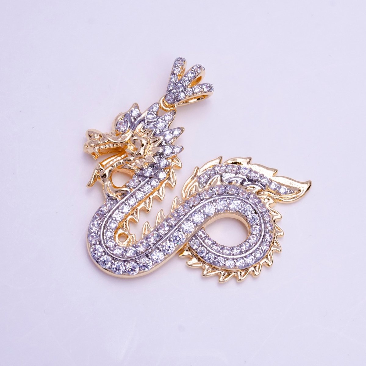 18k Gold Filled Dragon Pendant Chinese Zodiac Animal Charm for Necklace Statement Jewelry AA-753 - DLUXCA