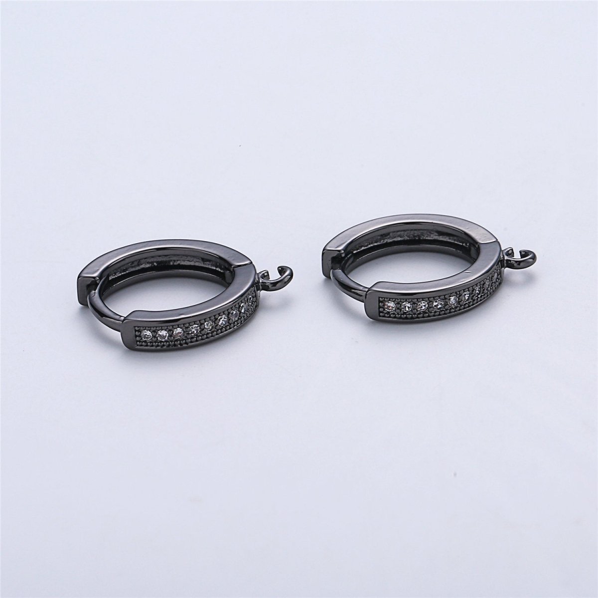 18k Gold Filled Earring One Touch Earring, jewelry Making, 15mm Gold huggie hoop earring with Micro Pave CZ Dainty Earring Charm K-161 K-162 L-331 L-332 - DLUXCA