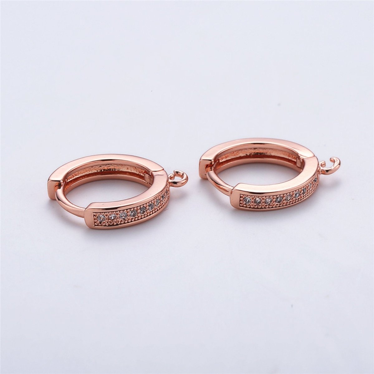 18k Gold Filled Earring One Touch Earring, jewelry Making, 15mm Gold huggie hoop earring with Micro Pave CZ Dainty Earring Charm K-161 K-162 L-331 L-332 - DLUXCA