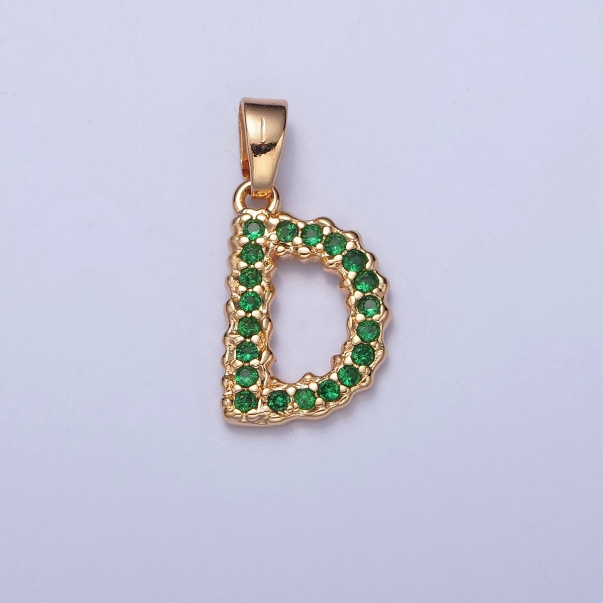 18k Gold Filled Emerald Green CZ Initial, Letter Alphabet Micro Pave charms Dainty Gold Cubic Pendant Charm for Necklace Bracelet Personalized Jewelry W-394~W-419 - DLUXCA