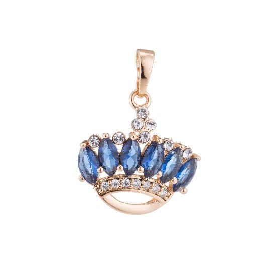 18k Gold filled Emerald Tiara, Queen Crown, Princess, Royal Headdress Cubic Zirconia Necklace Pendant Charm Bail Findings for Jewelry Making H-799 - DLUXCA