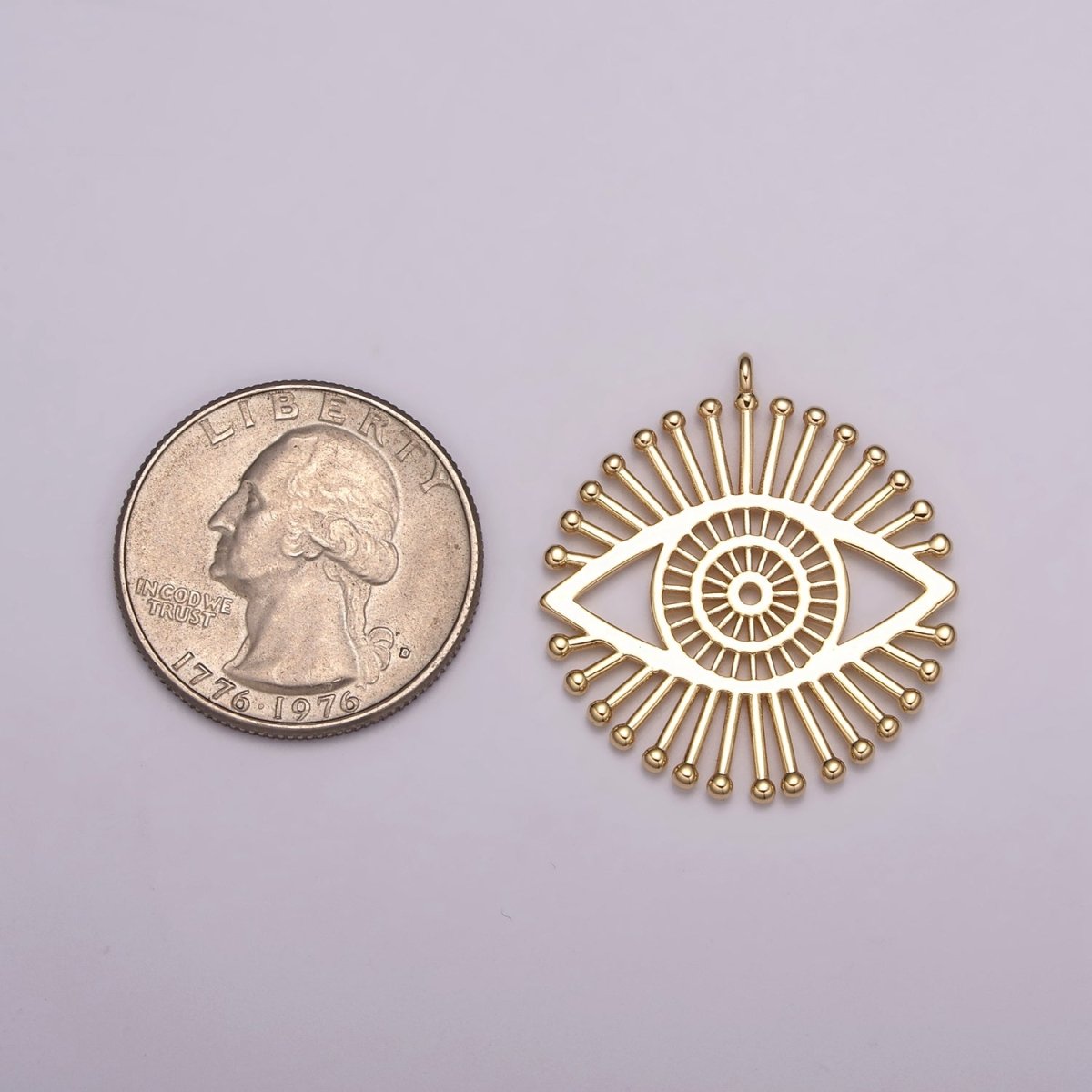 18K Gold Filled Evil Eye Charm Round Eye Medallion Disc charm for Necklace Earring Bracelet Supply N-177 - DLUXCA