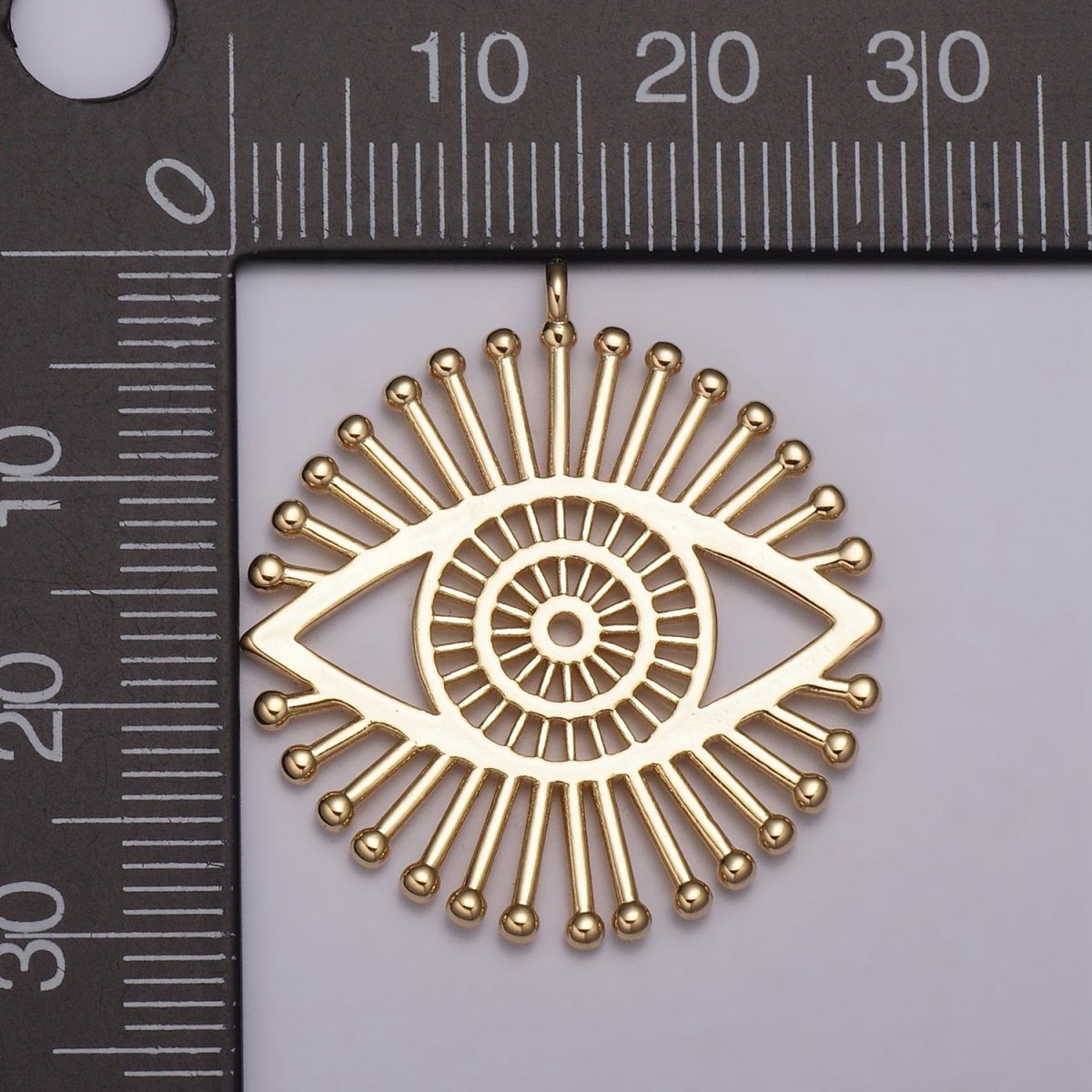 18K Gold Filled Evil Eye Charm Round Eye Medallion Disc charm for Necklace Earring Bracelet Supply N-177 - DLUXCA