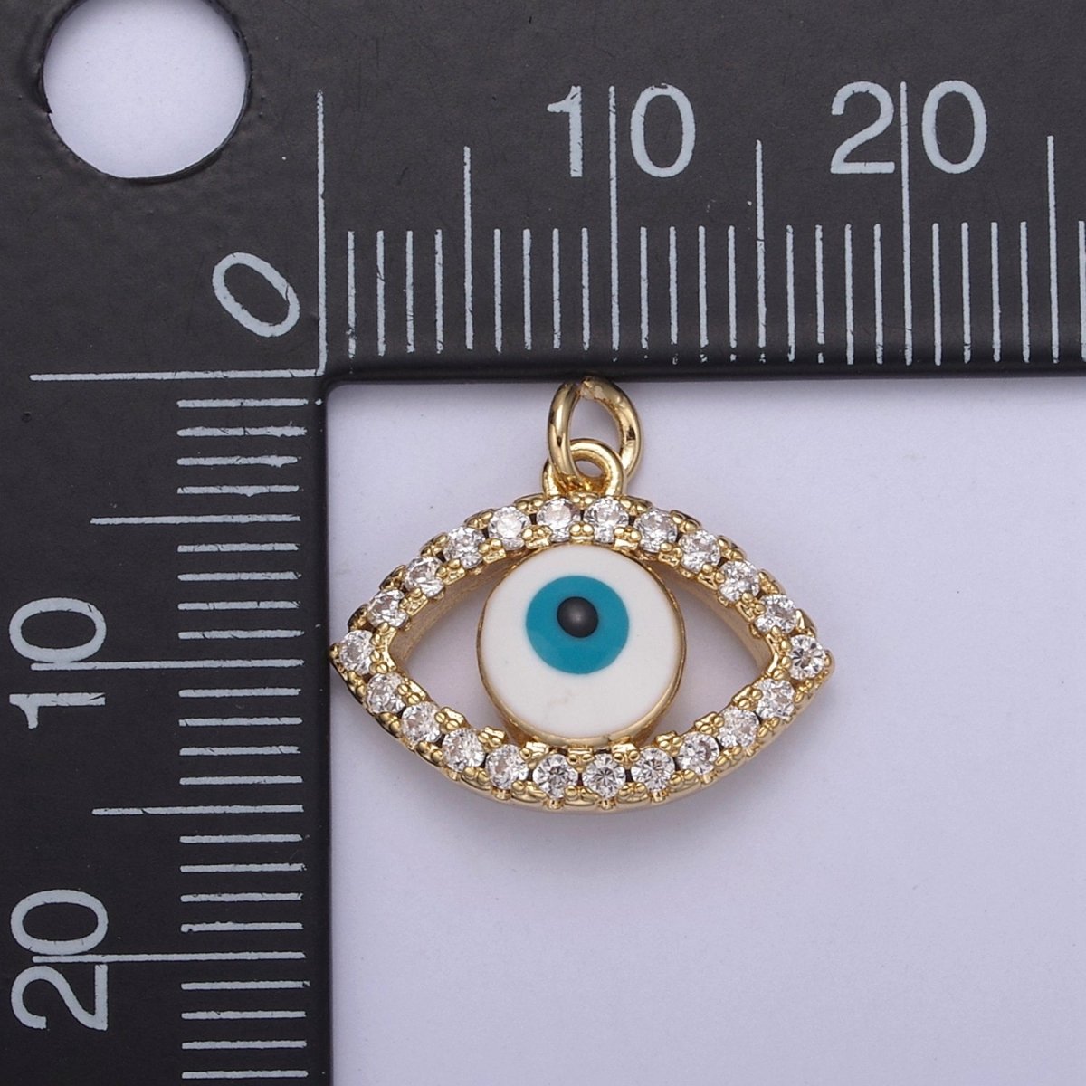18K Gold Filled Evil Eye Gold Charm Cubic Zirconia Cz Eye Charm Dainty Good Luck and Protection Charm N-358 - DLUXCA