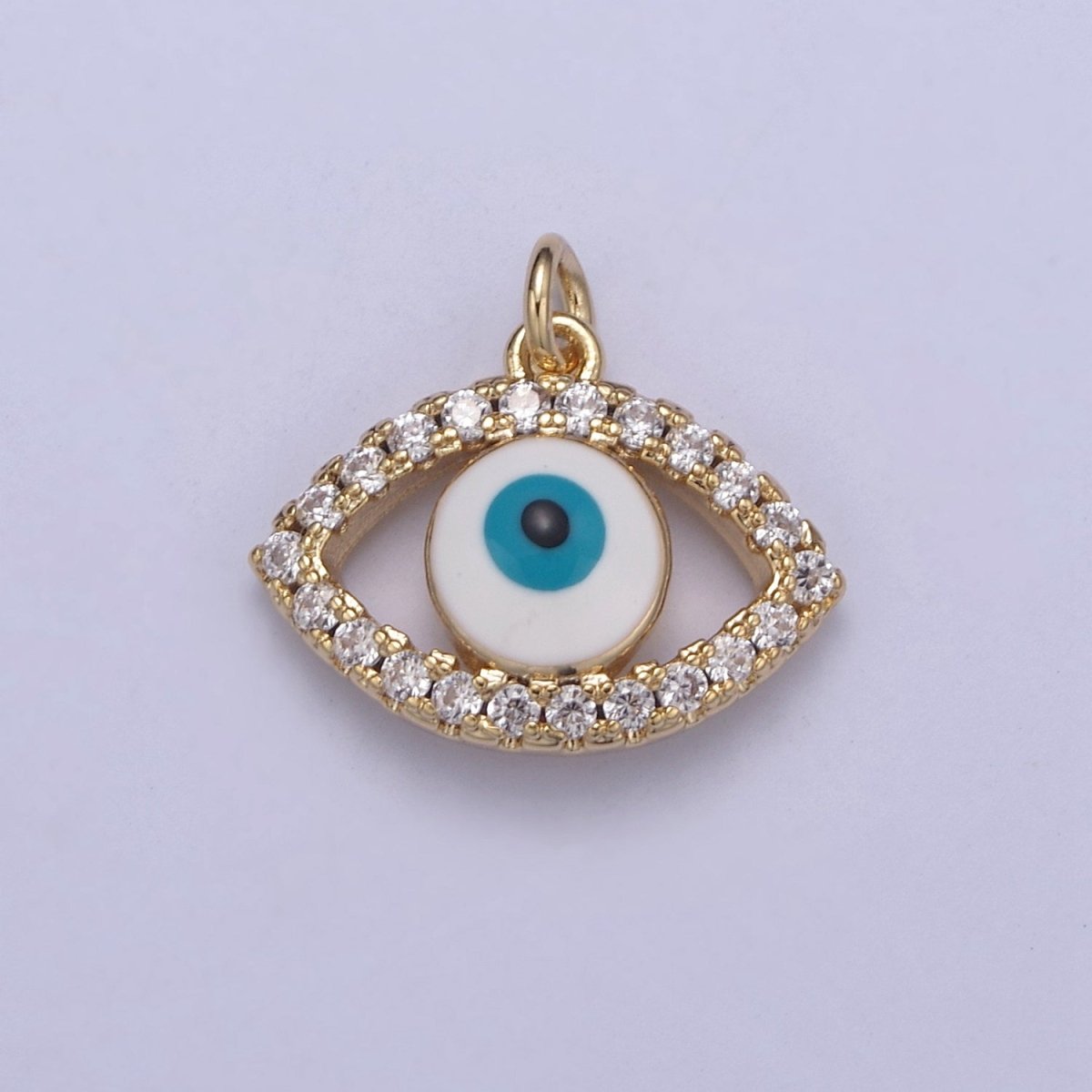 18K Gold Filled Evil Eye Gold Charm Cubic Zirconia Cz Eye Charm Dainty Good Luck and Protection Charm N-358 - DLUXCA