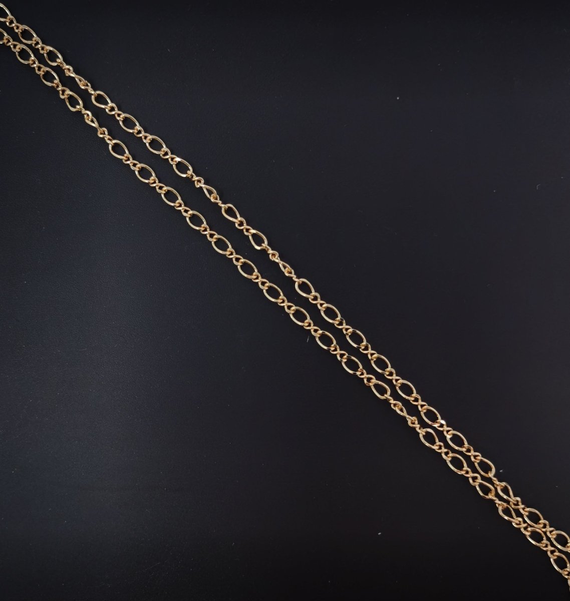 18K Gold Filled Figure 8 infinity Chain Necklace, 19.6" Figure 8 Finished Chain For Jewelry Making, 3mm Width Figure Eight Necklace w/ Spring Ring | CN-590 Clearance Pricing - DLUXCA