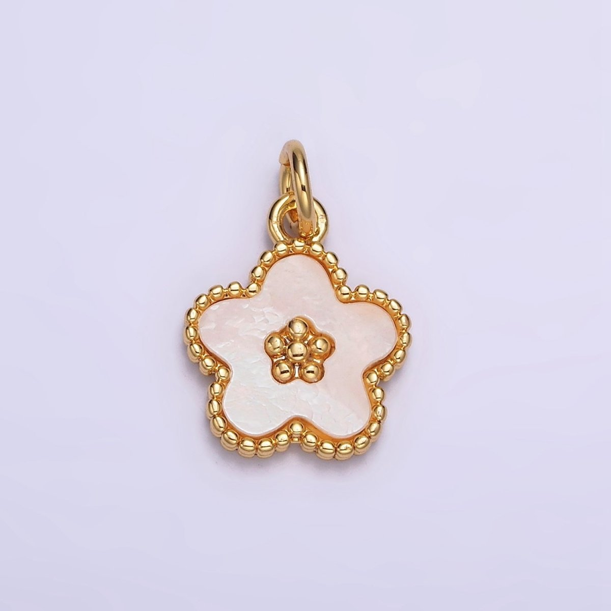 18K Gold Filled Flower Shell Pearl Beaded Charm | AC-1439 - DLUXCA