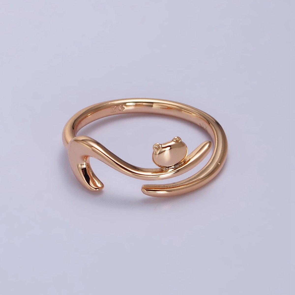 18K Gold Filled Forest Frog on Branch Minimalist Ring | Y-586 - DLUXCA