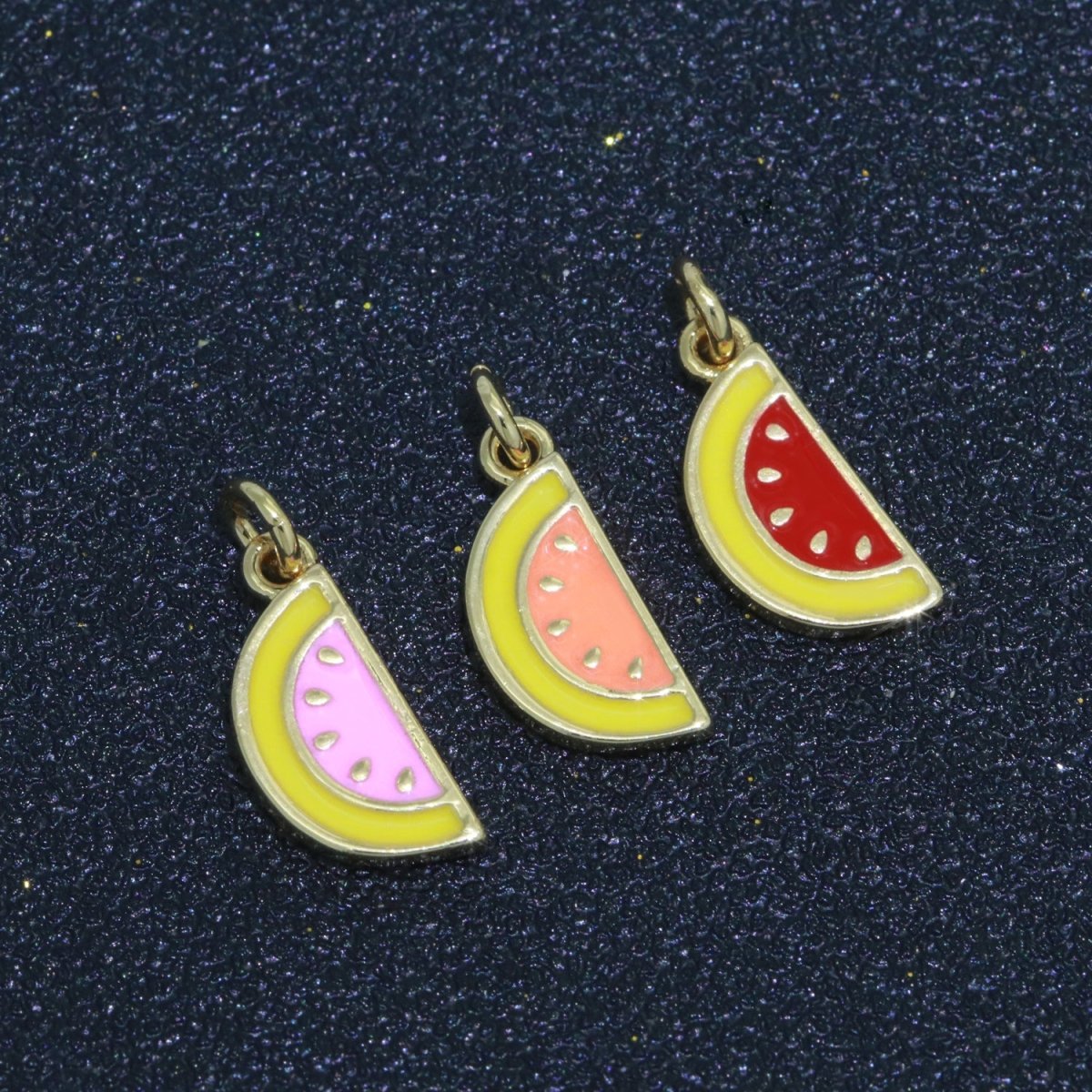 18k Gold filled Fruit Charm Mini Watermelon Pendants Enamel Tropical fruit Charm M-696 - M-698 - DLUXCA
