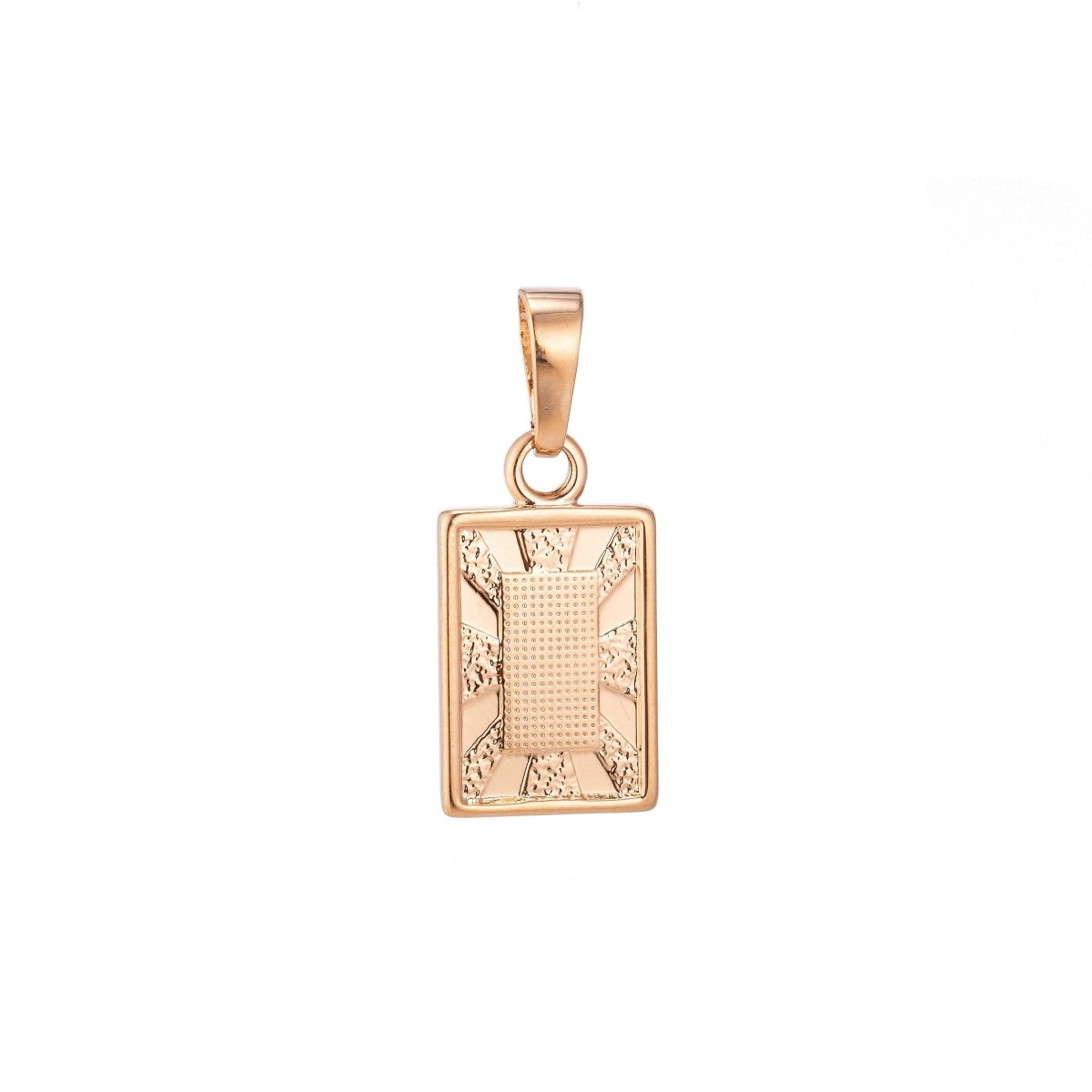 18K Gold filled Golden Frame Geometric Sunburst Bar Textured Dangle Necklace Pendant Charm w/ Bails Findings for Jewelry Making H-624 - DLUXCA