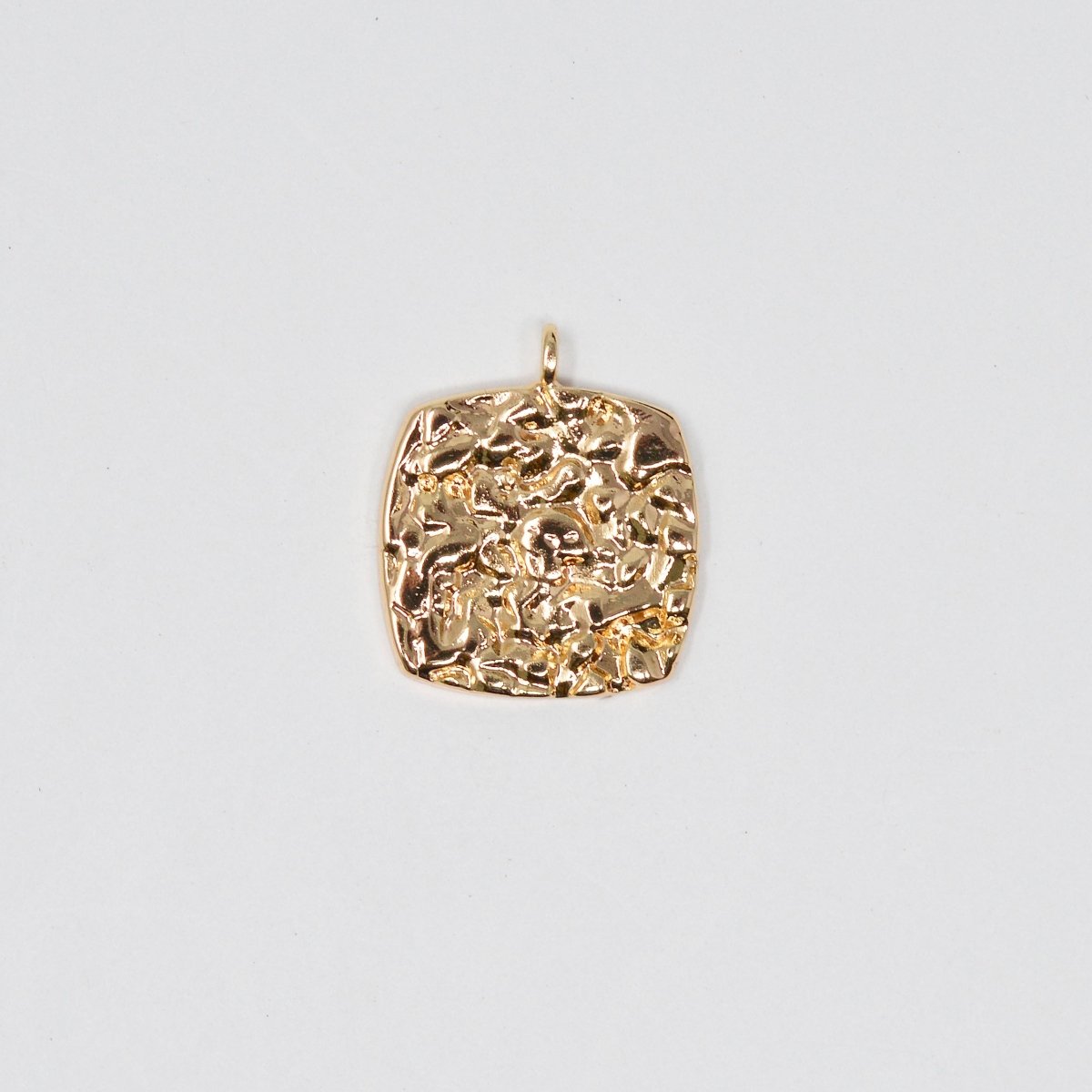 18K Gold Filled Hammered Rustic Mini Charm Gold Tiny Square Charm Geometric Tag for Necklace Bracelet Supply D-243 - DLUXCA