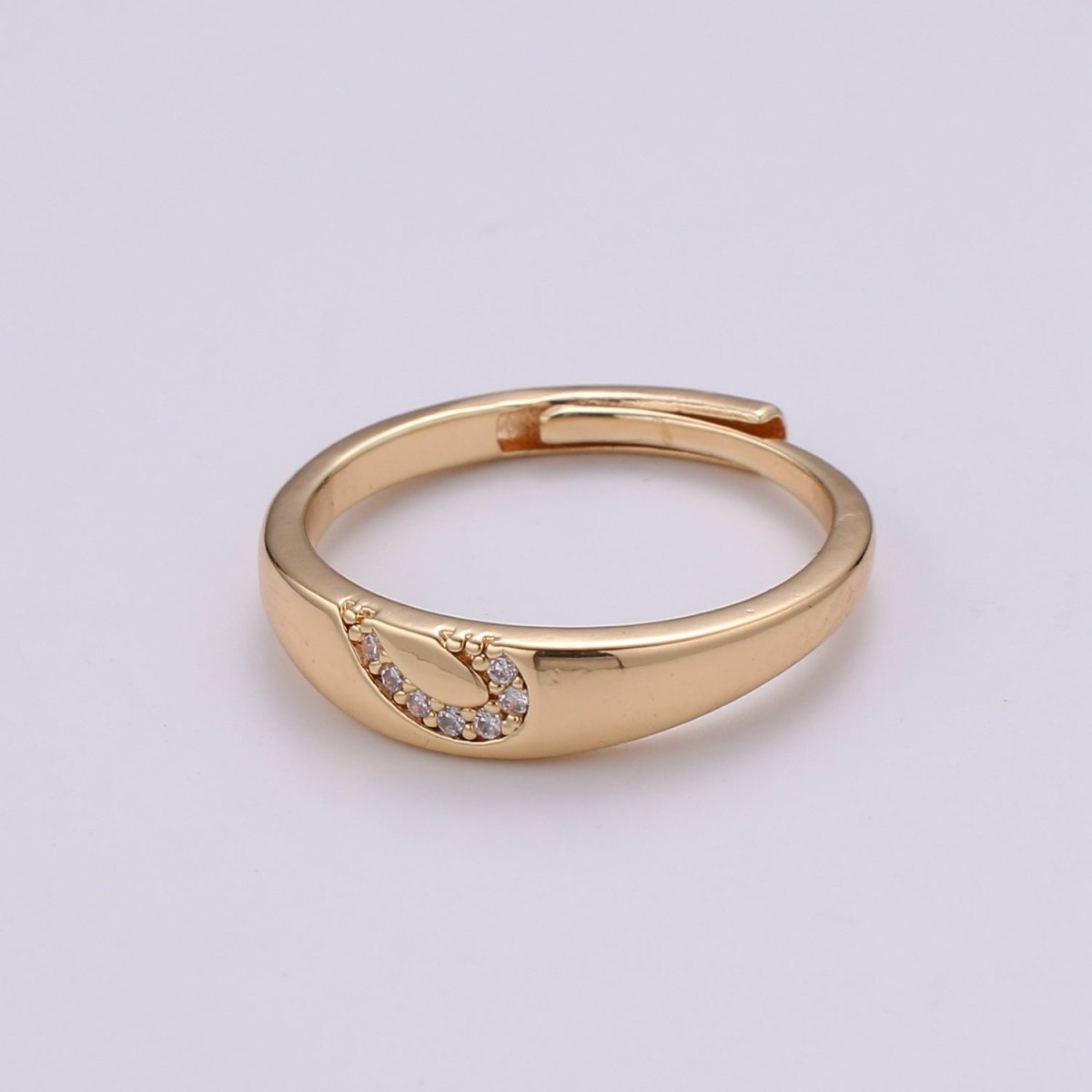 18K Gold Filled Heart Adjustable Ring - R309 - DLUXCA