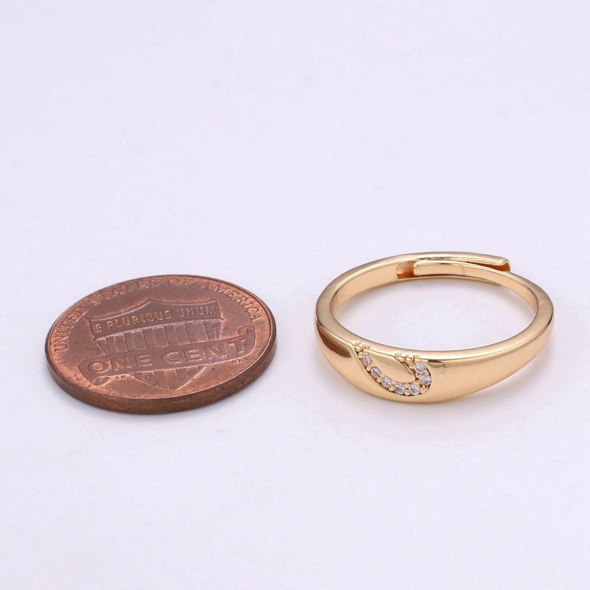 18K Gold Filled Heart Adjustable Ring - R309 - DLUXCA