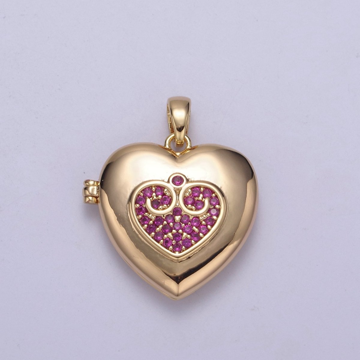 18K Gold Filled Heart Locket Pendant Photo Locket, Locket for Necklace, Micro Pave Cz Heart Locket, Gift for Her H-553 H-556 - DLUXCA