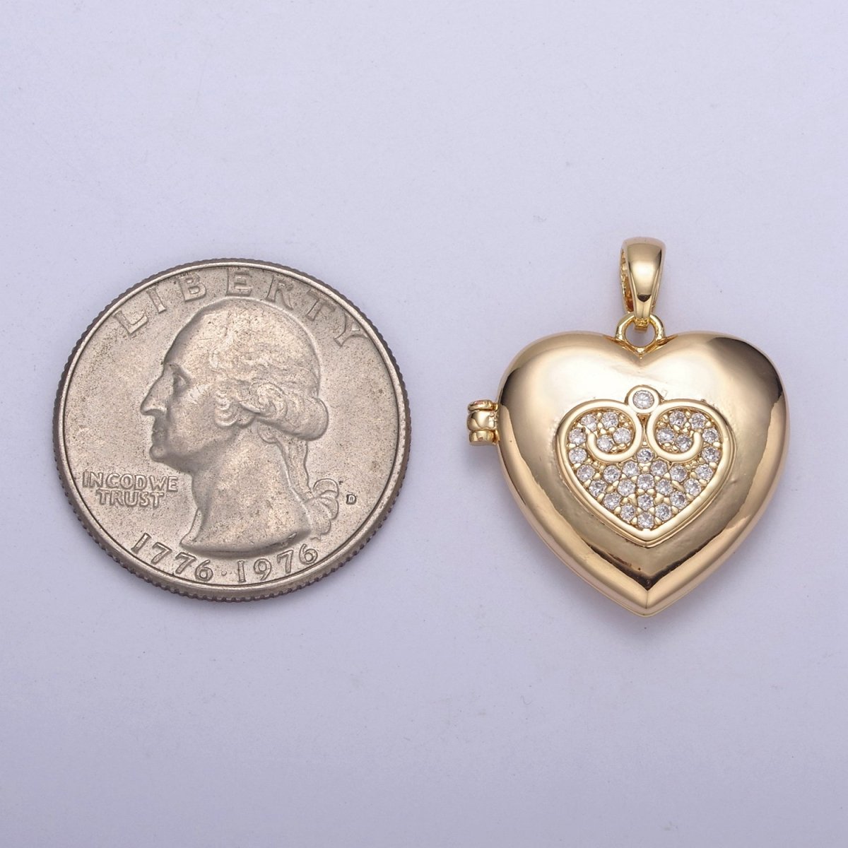 18K Gold Filled Heart Locket Pendant Photo Locket, Locket for Necklace, Micro Pave Cz Heart Locket, Gift for Her H-553 H-556 - DLUXCA