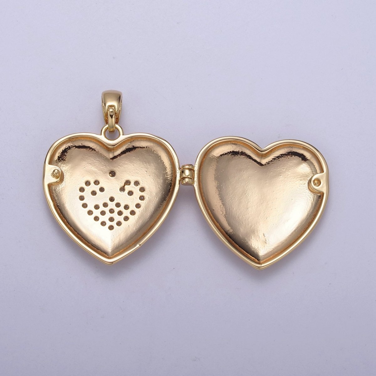18K Gold Filled Heart Locket Pendant Photo Locket, Locket for Necklace, Micro Pave Cz Heart Locket, Gift for Her H-553 H-556 - DLUXCA