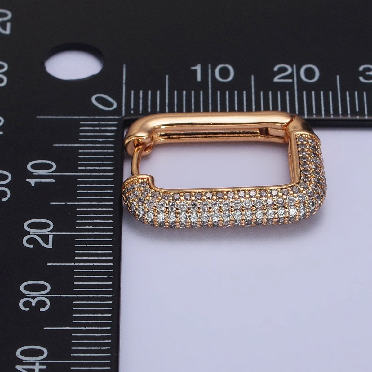 18k Gold Filled Hoop Earring Square Hoop Earring With Micro Pave Cz Stone AB1030 - DLUXCA