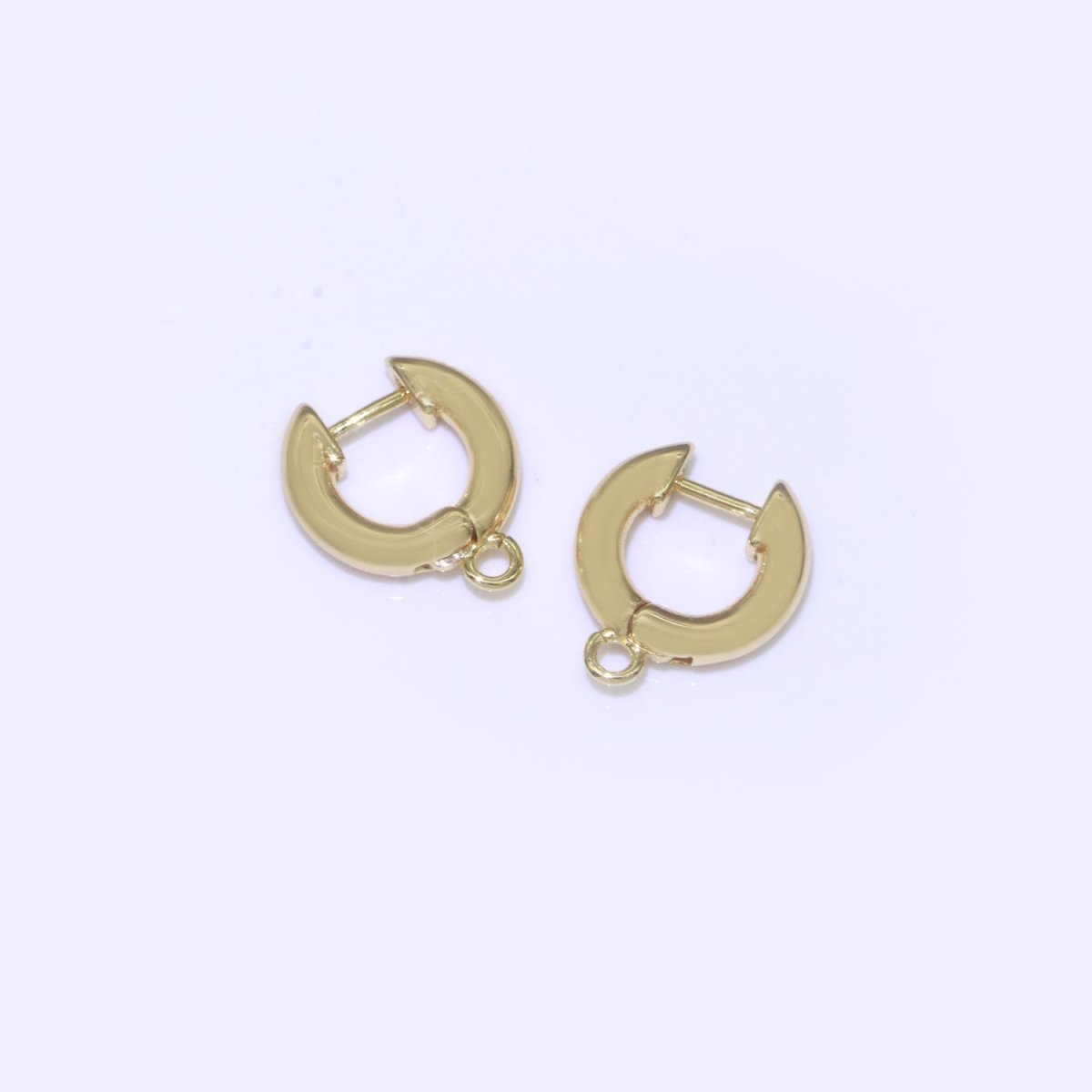 18k Gold Filled hoop huggie one touch w/ open link Lever Hoop earring making, 14x11.7 mm, Earring Charm Making Findings L-493 - DLUXCA