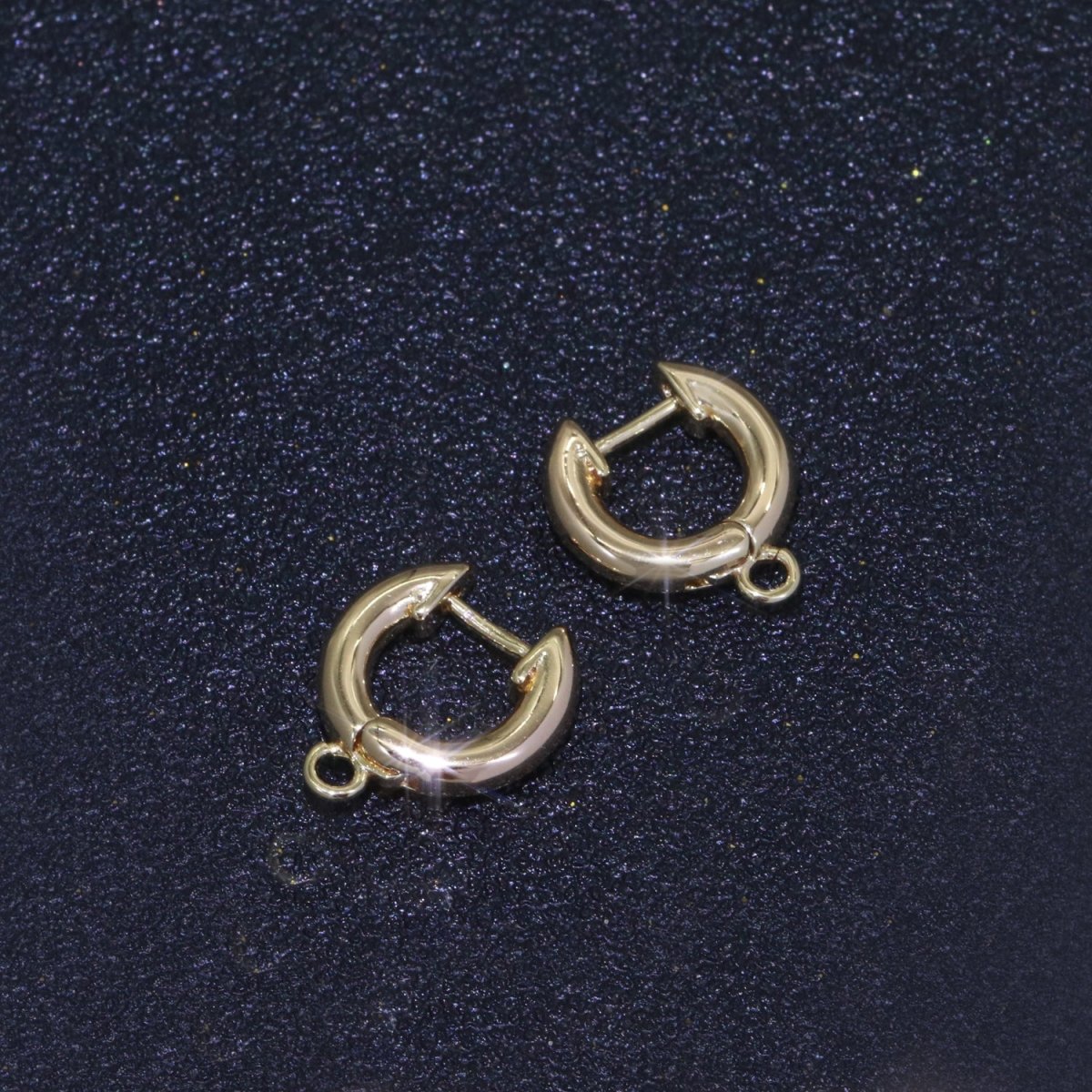 18k Gold Filled hoop huggie one touch w/ open link Lever Hoop earring making, 14x11.7 mm, Earring Charm Making Findings L-493 - DLUXCA